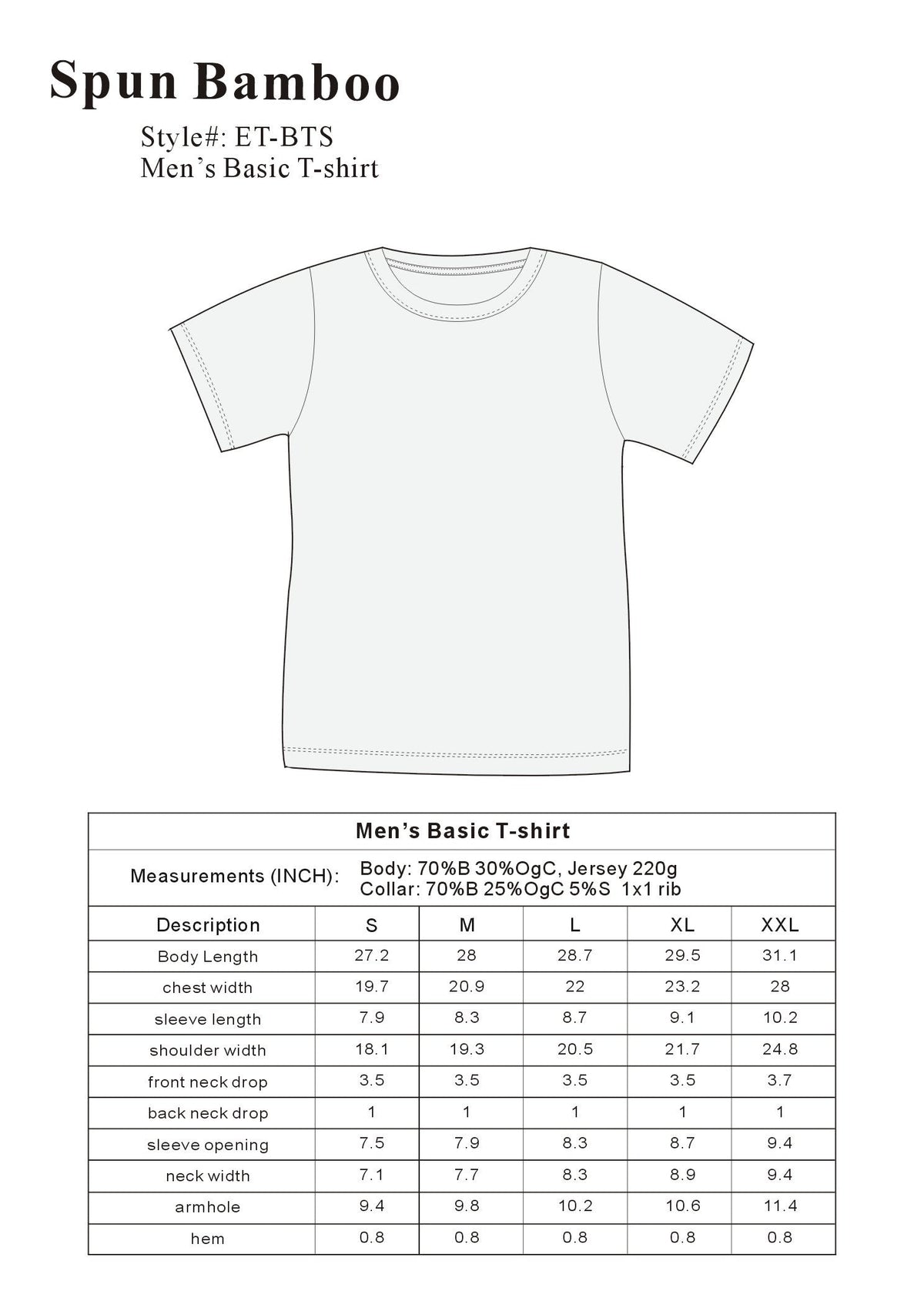 Men's Bamboo Viscose T-Shirt – Organic Cotton, Classic Fit